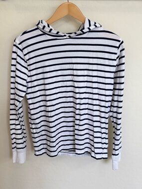 Crewcuts Navy and White Striped Hooded Top Like New